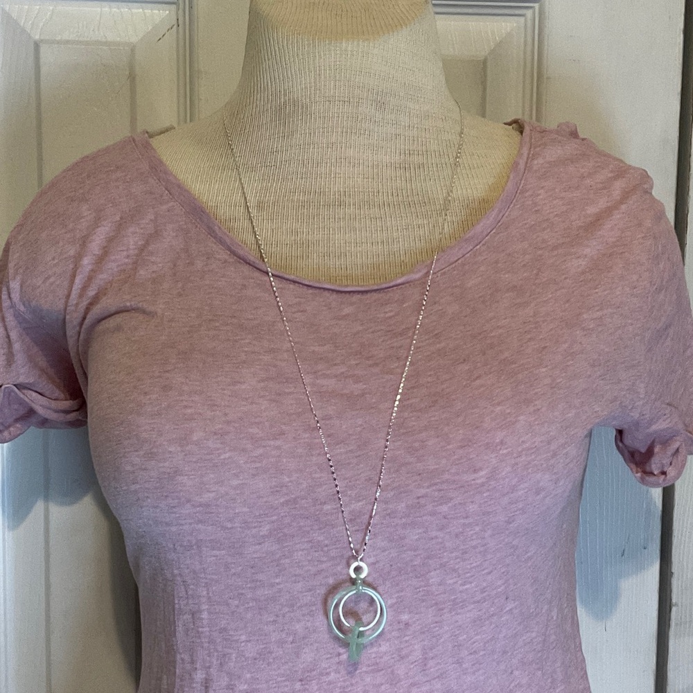 LC Lauren Conrad Silver Necklace with Green Accent